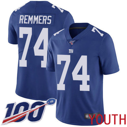 Youth New York Giants #74 Mike Remmers Royal Blue Team Color Vapor Untouchable Limited Player 100th Season Football NFL Jersey->youth nfl jersey->Youth Jersey